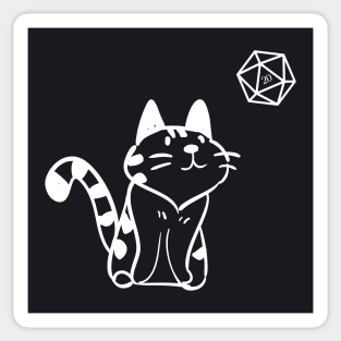 Funny Cat with D20 Dice Tabletop RPG Sticker